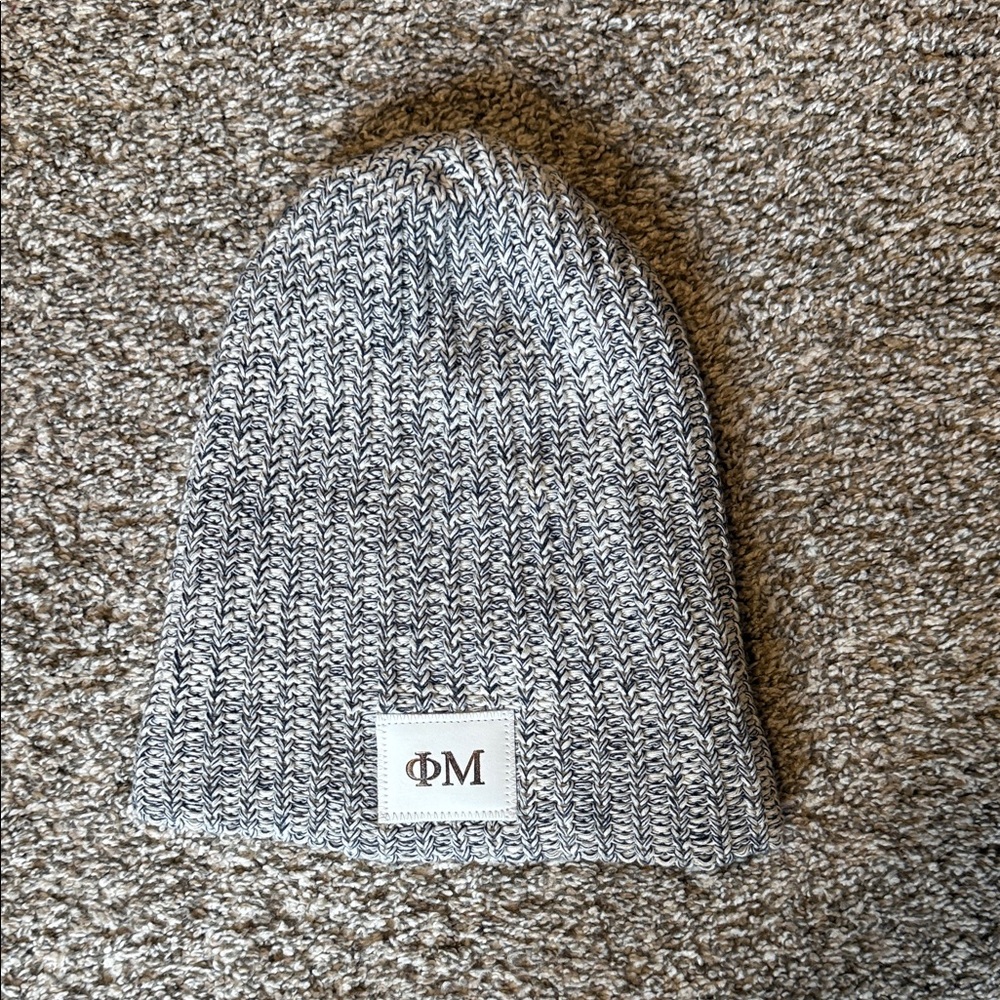 Phi Mu Sorority Gray Knit Beanie Hat Love Your Melon